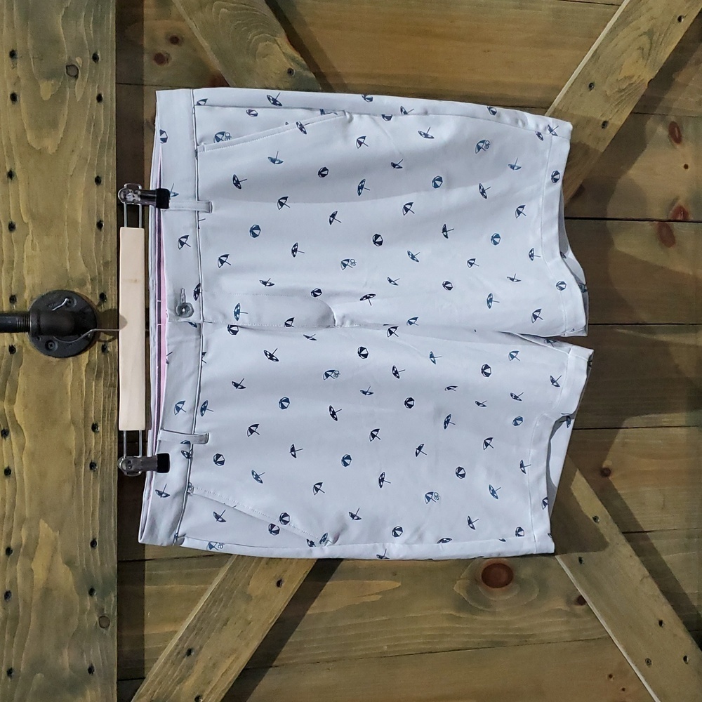 PUMA MENS ARNOLD PALMER UMBRELLA GOLF SHORTS NEVER LAY UP SIZE 40 EUC GRAY BLUE